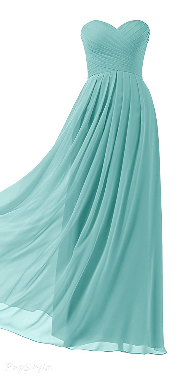 Sunvary Strapless Pleated A-Line Long Gown
