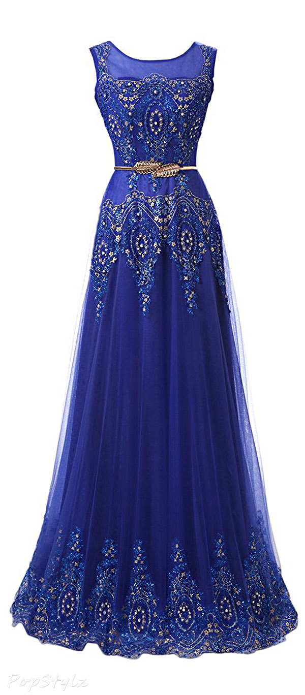 Sunvary Long Tulle Formal Evening Gown
